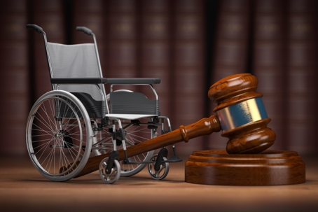 wheelchair and gavel